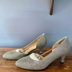 Naturalized Metallic Silver Heels WORN ONCE!